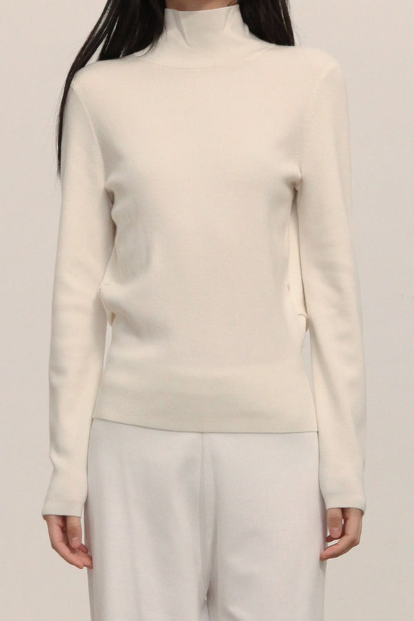 SWAYING/KNIT hollow back turtleneck pullover SW23AW1T19 white